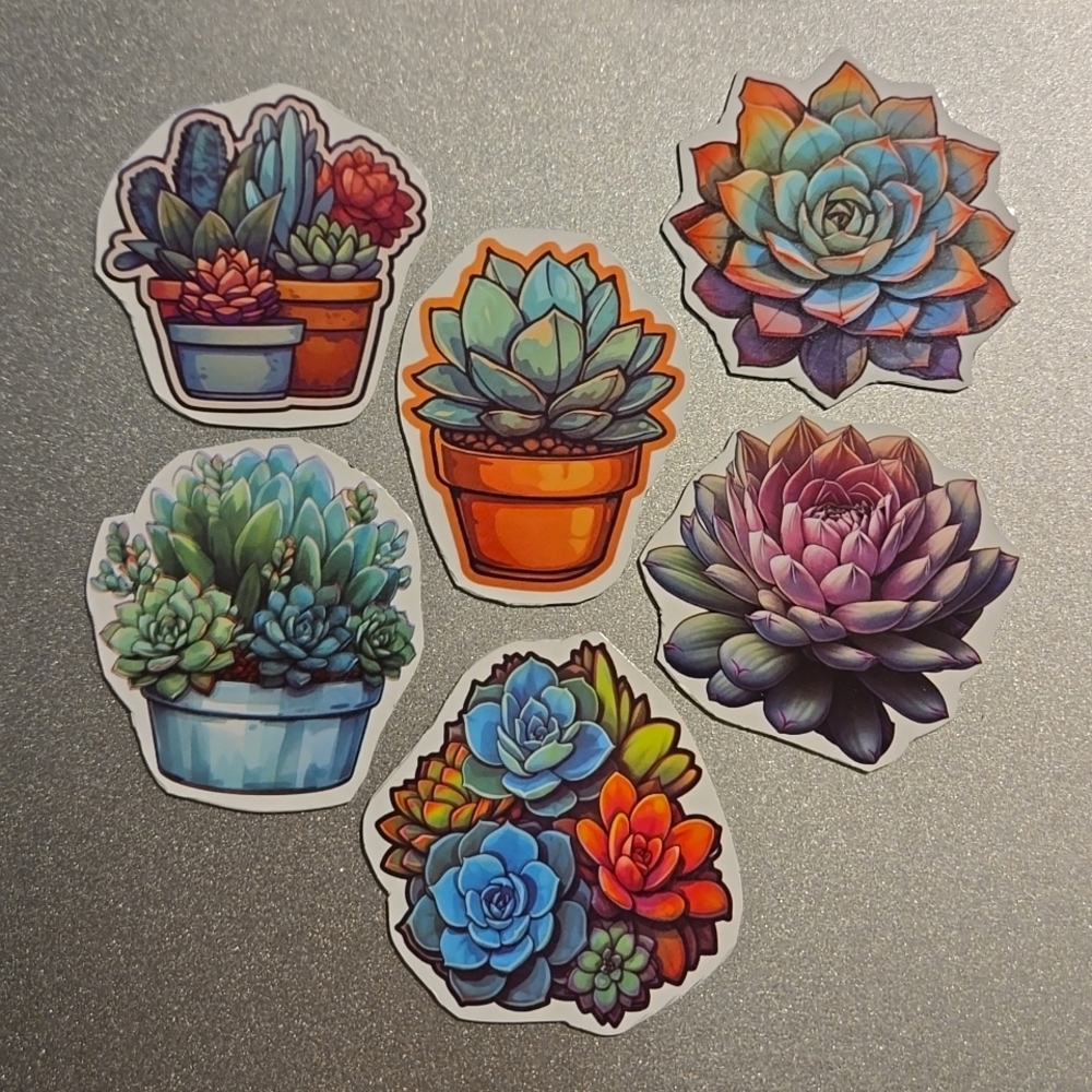 Succulent Magnet Set 🌿 Custom Handmade Houseplant Décor • Vibrant Glossy Finish